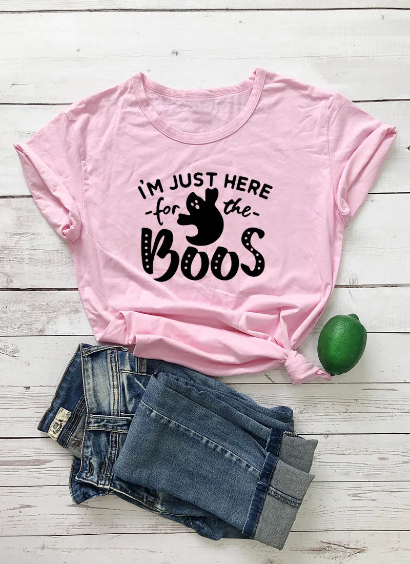 100% Pure Cotton Women T Shirt just here for the Boos Printed Tshirt Ladies Short Sleeve Tee Shirt Women Female Tops Clothes
100% Pure Cotton Women T Shirt just here for the Boos Printed Tshirt Ladies Short Sleeve Tee Shirt Women Female Tops Clothes