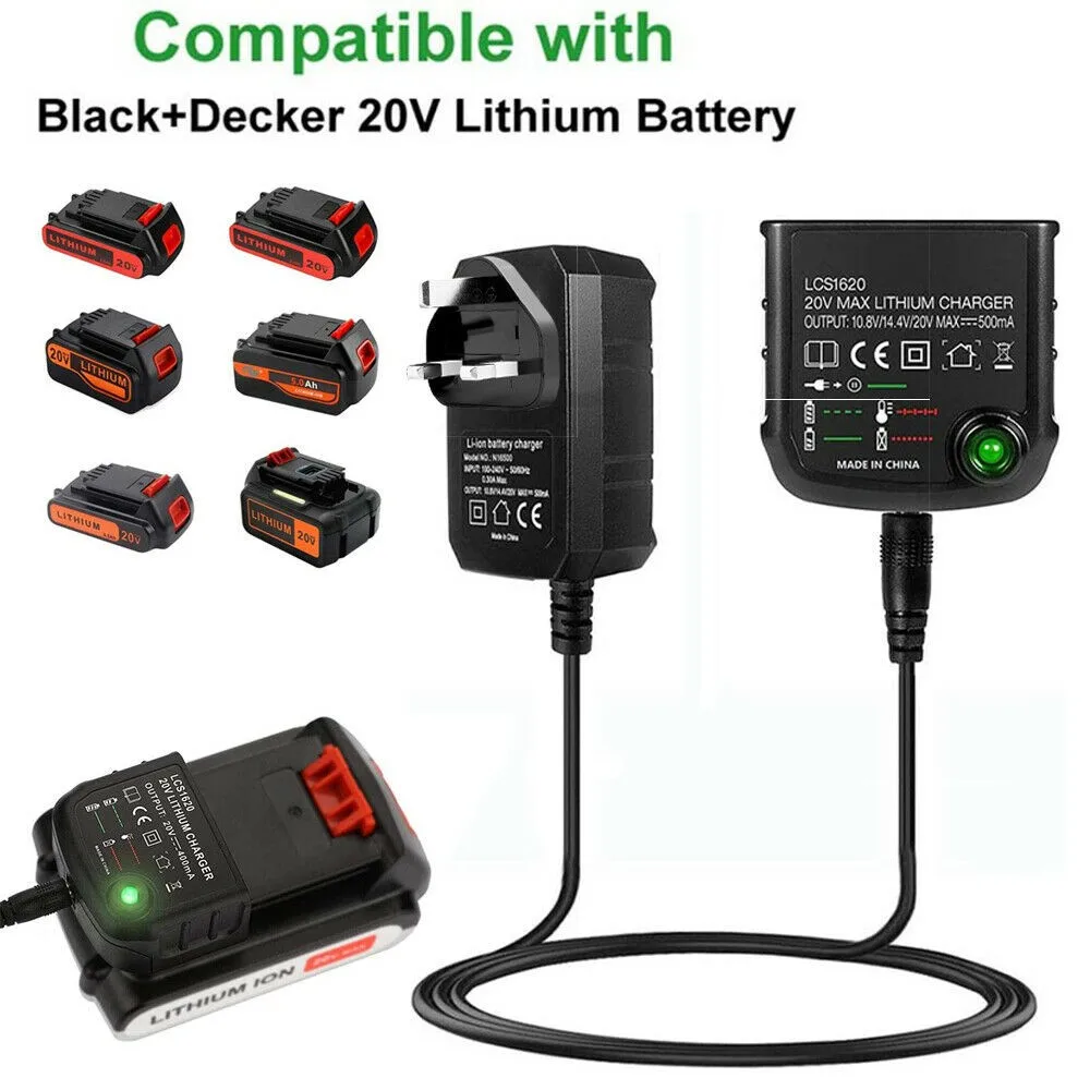 Battery Charger Lithium-Ion Replacements For Black & Decker LBXR20 14.4V 18V 20V Serises Power Tool Chargers British Standard
Battery Charger Lithium-Ion Replacements For Black & Decker LBXR20 14.4V 18V 20V Serises Power Tool Chargers British Standard