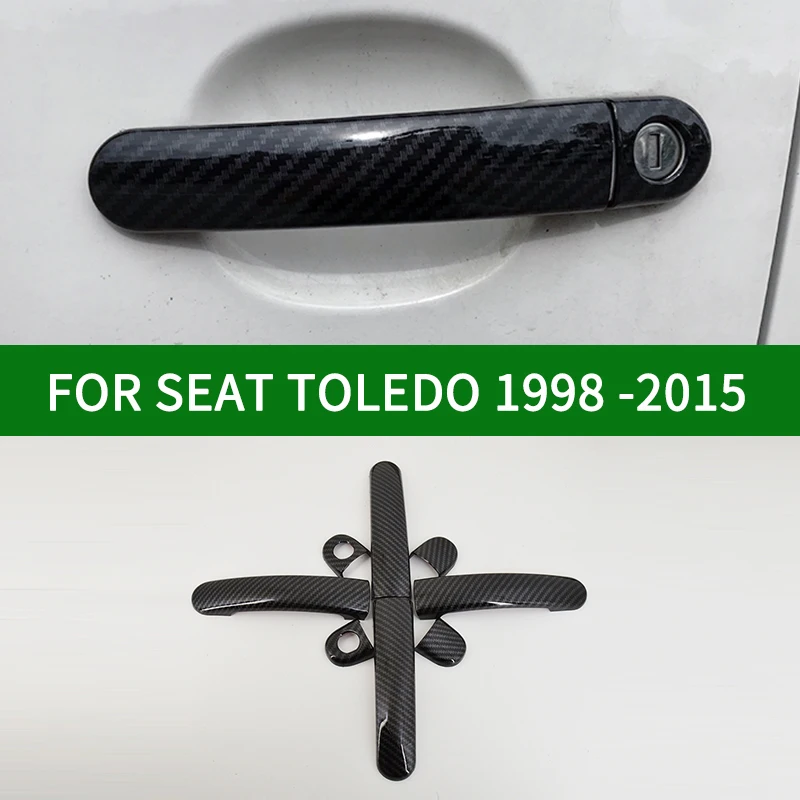 

FOR Seat Toledo 1M 5P NH 1998-2015 Accessory glossy carbon fibre pattern door handle covers trim TDI FSI TFSI