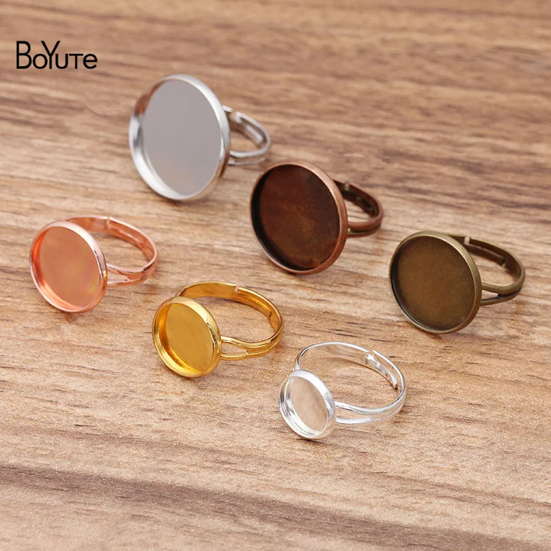 

BoYuTe (40 Pieces/Lot) Fit 10MM 12MM 14MM 16MM 18MM 20MM Cabochon Ring Blanks Diy Adjustable Ring Base Jewelry Accessories