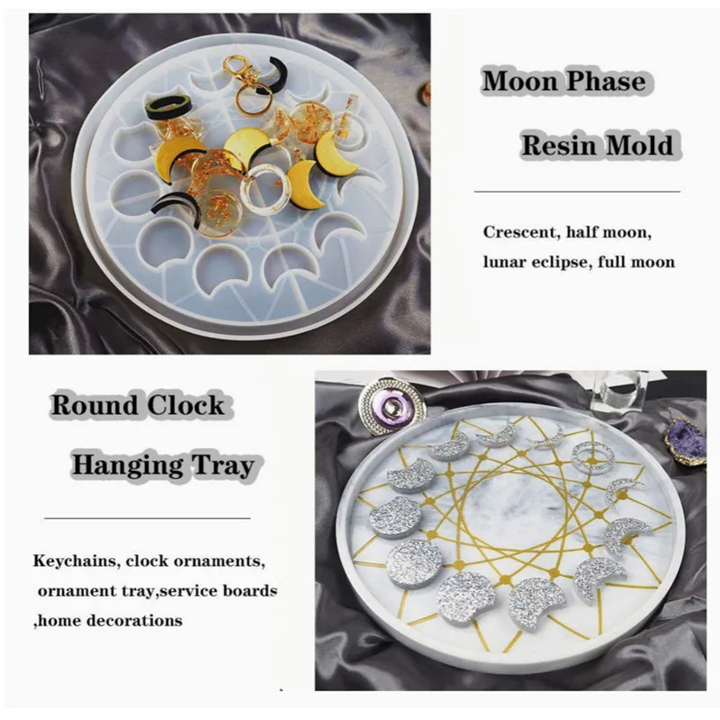 Moon diy crystal epoxy mold lunar eclipse moon phase ornament disc ins wind star moon clock dial epoxy resin crafts decoration
Moon diy crystal epoxy mold lunar eclipse moon phase ornament disc ins wind star moon clock dial epoxy resin crafts decoration