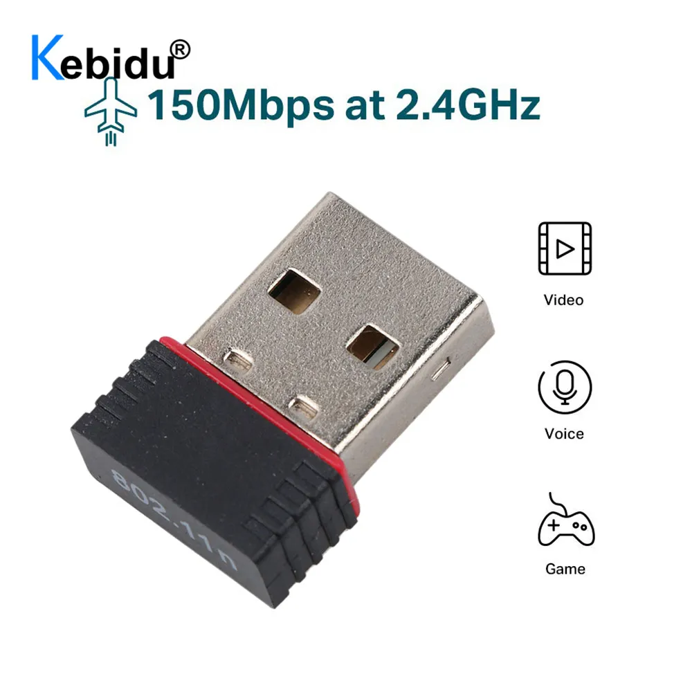 Kebidu USB Wifi LAN Adapter 150Mbps External Network Card Wi-Fi Wireless Receiver Dongle For PC Laptop Computer | Компьютеры и офис