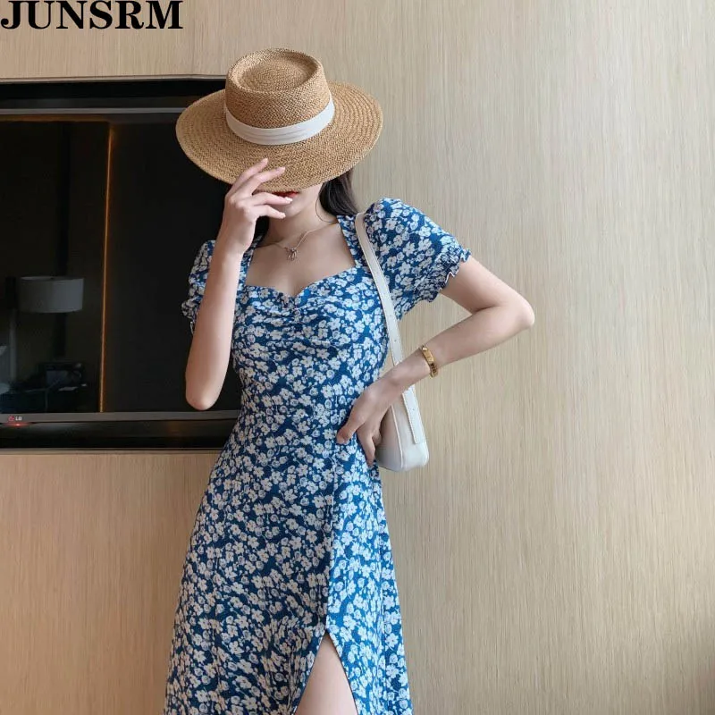 Floral Dress Women'S Summer 2020 New Retro French Split Sexy Square Collar Midi Short Sleeve Korean Dress Ropa Mujer Jurkjes
Floral Dress Women'S Summer 2020 New Retro French Split Sexy Square Collar Midi Short Sleeve Korean Dress Ropa Mujer Jurkjes