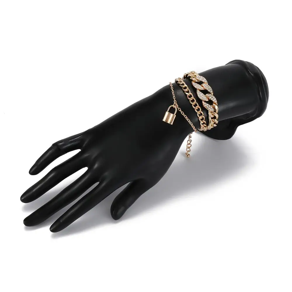 Vintage Punk Crystal Lock Pendant Bracelets Set for Women Men Summer Beach Crystal Rhinestones Bangle Charm Friends Hand Jewelry 
Vintage Punk Crystal Lock Pendant Bracelets Set for Women Men Summer Beach Crystal Rhinestones Bangle Charm Friends Hand Jewelry