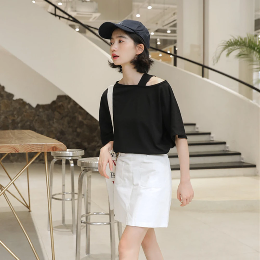 Japan Style Korean Fashion 2021 Summer T-Shirt Loose Casual Temperament Solid Color Strapless Sexy Summer
Japan Style Korean Fashion 2021 Summer T-Shirt Loose Casual Temperament Solid Color Strapless Sexy Summer