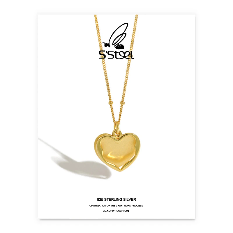 S'STEEL Korean Necklaces For Women 925 Sterling Silver Minimalist Love Heart-shaped Pendants Necklace Cadena Hombre Fine Jewelry
S'STEEL Korean Necklaces For Women 925 Sterling Silver Minimalist Love Heart-shaped Pendants Necklace Cadena Hombre Fine Jewelry