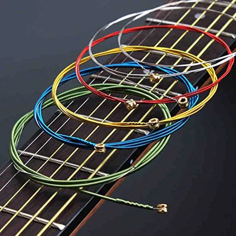 Струны для акустической гитары, 6 шт./компл., разноцветные строительные Струны для акустической народной гитары