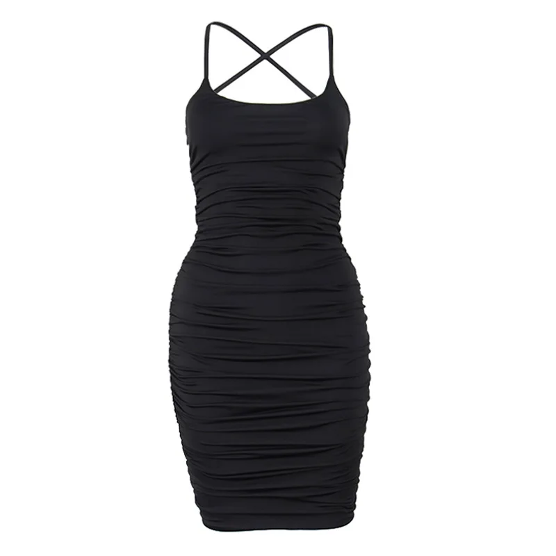 Spaghetti Strap Mini Dress Women Sexy Backless Cross Bandage Party Dresses Bodycon Pleated Stretch Club Dress Vestido Streetwear
Spaghetti Strap Mini Dress Women Sexy Backless Cross Bandage Party Dresses Bodycon Pleated Stretch Club Dress Vestido Streetwear