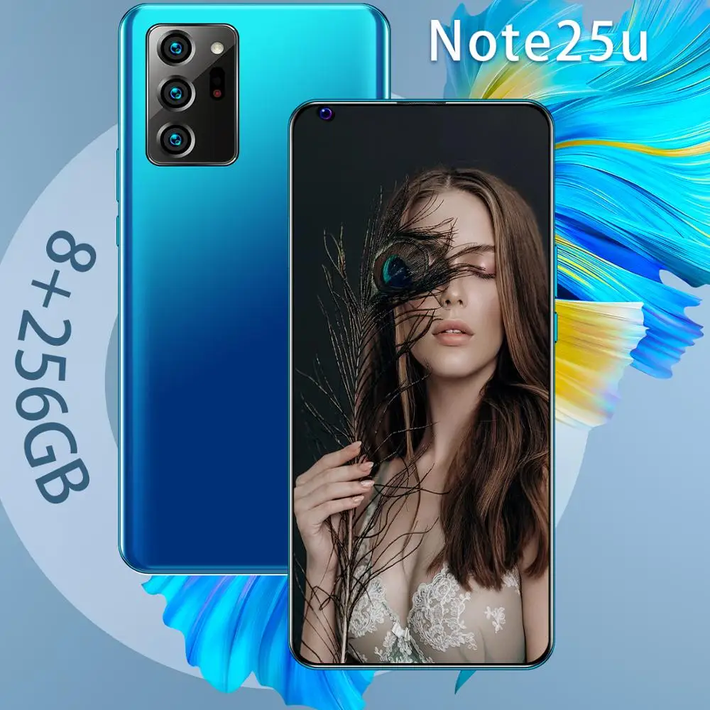 

7.7 Inch Note25U Global Version 4G LTE Smartphone 256G ROM 8G RAM Deca Core 6800mAh Face ID Unlocked Android 10.0 Mobile Phone