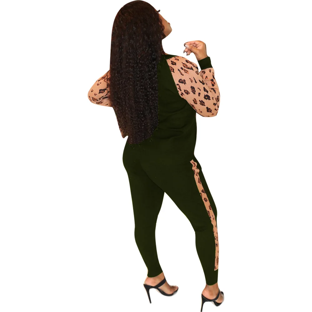 Casual Two Piece Outfits For Women Leopard Patchwork Full Sleeve Coat Fitness Tops And Side Stripe PantsAutumn Witner Tracksuits
Casual Two Piece Outfits For Women Leopard Patchwork Full Sleeve Coat Fitness Tops And Side Stripe PantsAutumn Witner Tracksuits