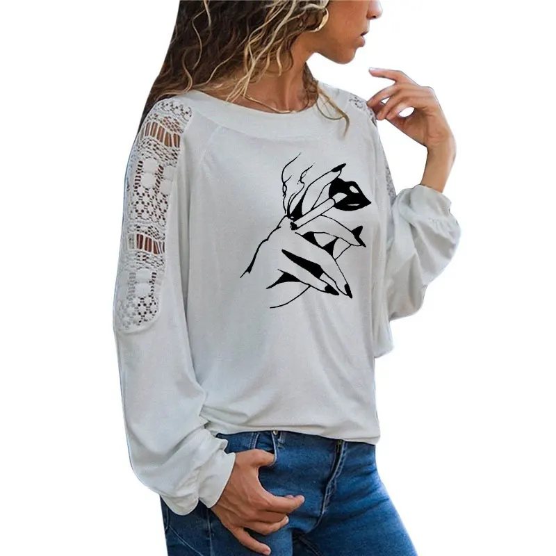 Sexy Woman Smoking Print T Shirt Funny Teeshirt Women Clothing Casual Long Sleeve Large Size Loose Lace Tops
Sexy Woman Smoking Print T Shirt Funny Teeshirt Women Clothing Casual Long Sleeve Large Size Loose Lace Tops