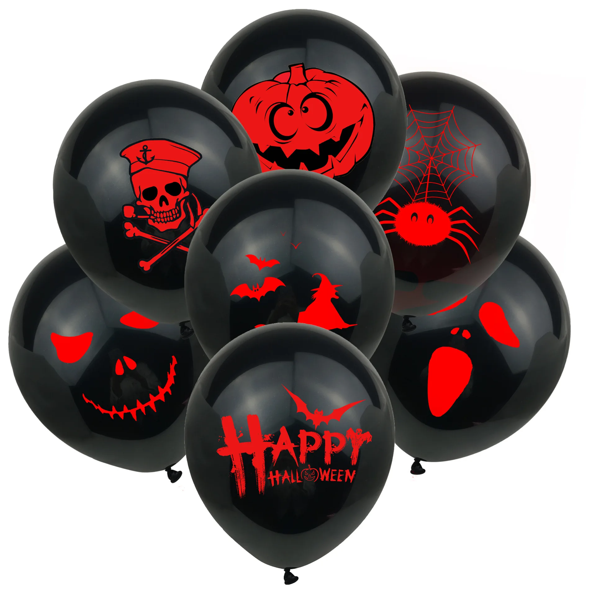 

10pcs 12 Inches Halloween latex balloons bat pumpkin ghost face handprint witch printing Balloon party decor Supplies