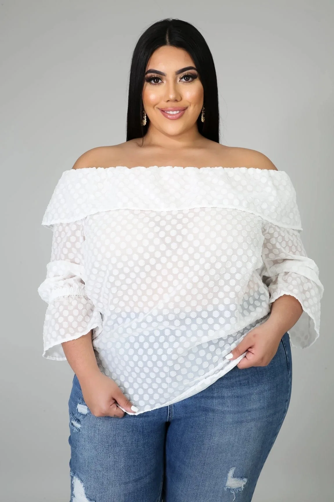 Off Shoulde Top Women Chiffon Blouses Long Sleeve See Through White Polka Dot Tops Shirts Plus Size Casual Spring Summer Fashion
Off Shoulde Top Women Chiffon Blouses Long Sleeve See Through White Polka Dot Tops Shirts Plus Size Casual Spring Summer Fashion