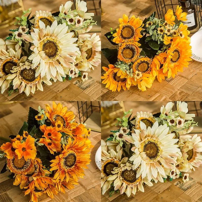 New Sunflower Bouquet Silk Flowers Artificial Fake Flower DIY Office Home Garden Party Wedding Decoration Simulation Photo Props
New Sunflower Bouquet Silk Flowers Artificial Fake Flower DIY Office Home Garden Party Wedding Decoration Simulation Photo Props