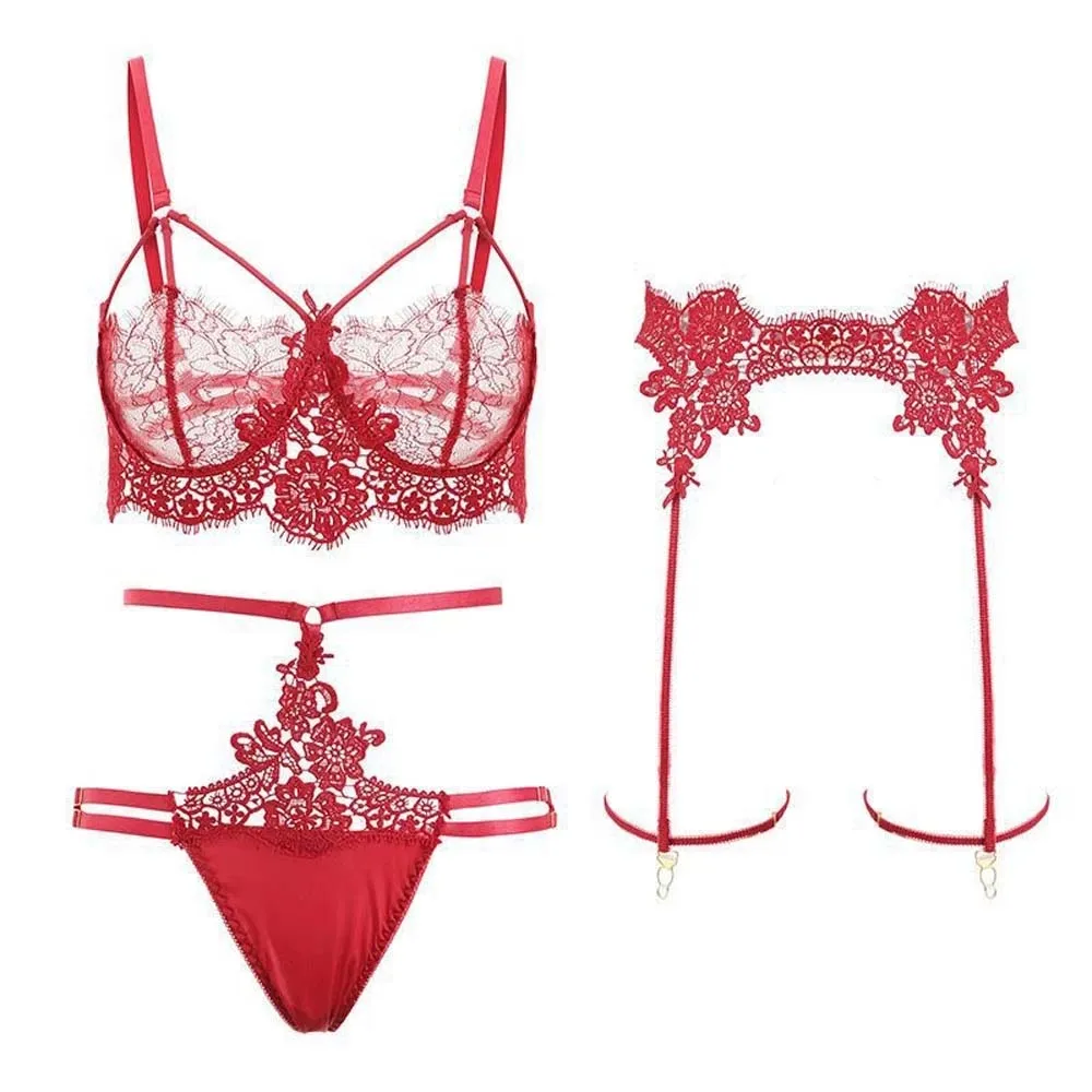 Sexy Lingerie Set Transparent Lace Underwear Floral Babydoll Nylon Bra Panties Garter Sleepwear Mesh Stockings For Women
Sexy Lingerie Set Transparent Lace Underwear Floral Babydoll Nylon Bra Panties Garter Sleepwear Mesh Stockings For Women