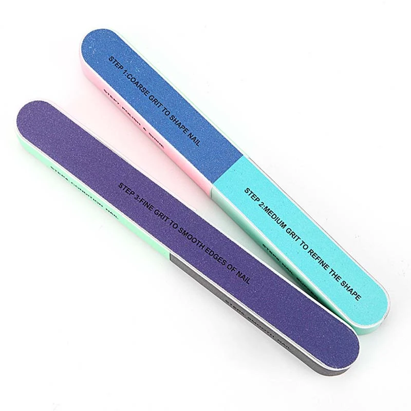 1PC Nail File and Nail Buffer Cosmetic Manicure 7 Ways Nail Files Double Sided Grit GREY Straight Emery Board