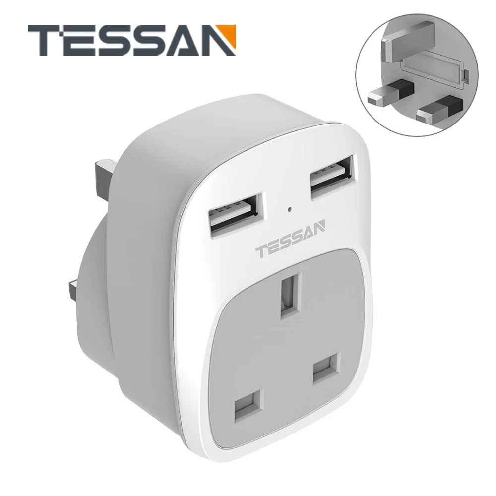 TESSAN Electrical Plug UK Power Strip with 1 UK Outlet 2 USB Ports 5V 2.4A 3250W Portable Wall Charger Adapter for Home Travel
TESSAN Electrical Plug UK Power Strip with 1 UK Outlet 2 USB Ports 5V 2.4A 3250W Portable Wall Charger Adapter for Home Travel