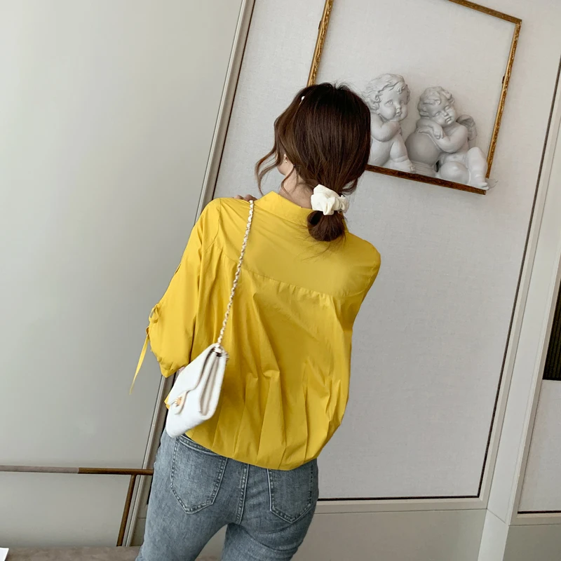 COIGARSAM Chiffon blouse women New Spring blusas womens tops and blouses White Yellow 1162
COIGARSAM Chiffon blouse women New Spring blusas womens tops and blouses White Yellow 1162