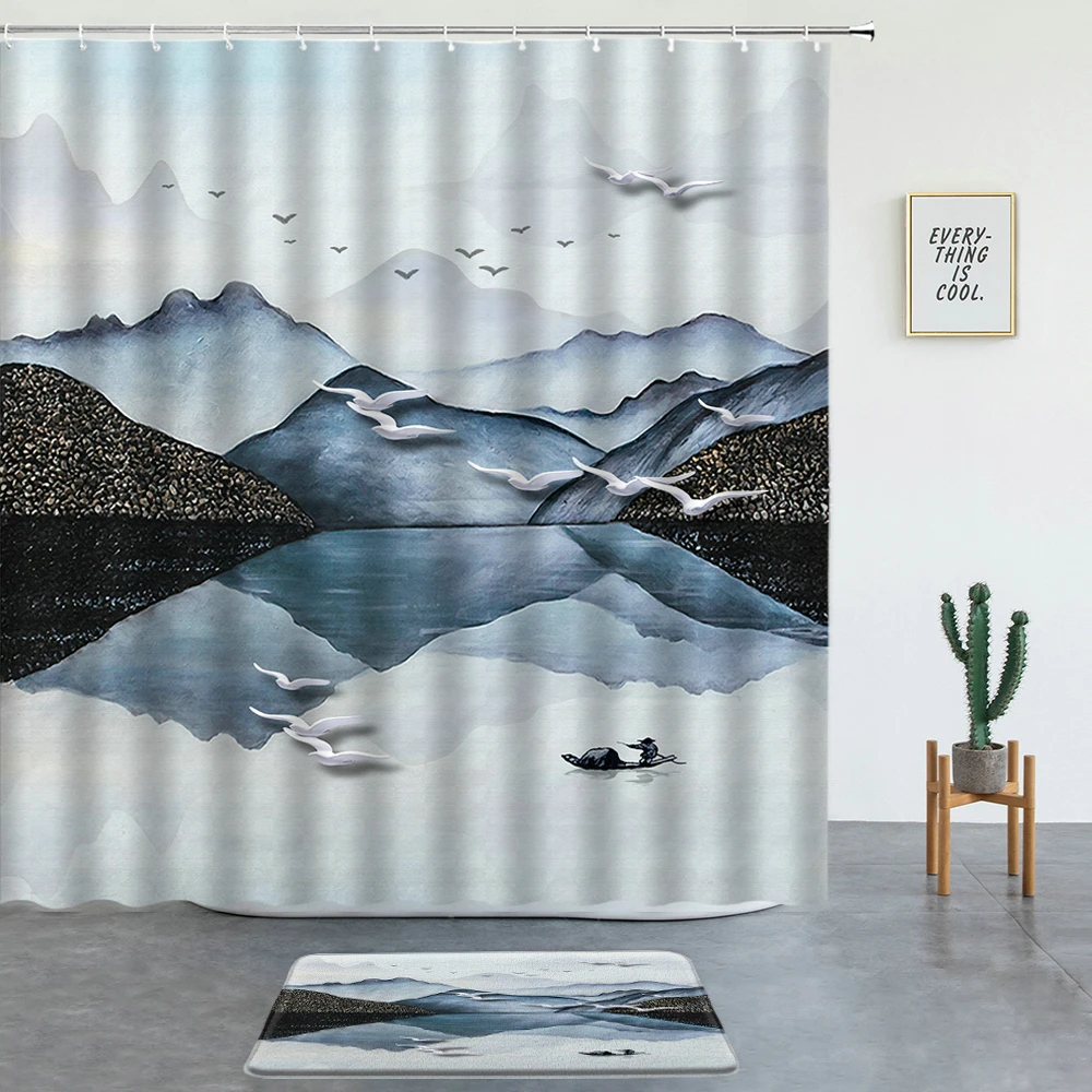 Ink Painting Scenery Shower Curtains Set Non-slip Rug Bath Mats Chinese Modern Landscape Bathroom Decor Screen Entrance Door Mat
Ink Painting Scenery Shower Curtains Set Non-slip Rug Bath Mats Chinese Modern Landscape Bathroom Decor Screen Entrance Door Mat