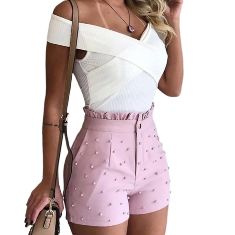 Women Summer High Waist Shorts Ladies Beading Ruffle Casual Shorts Pantalones Cortos De Mujer
Women Summer High Waist Shorts Ladies Beading Ruffle Casual Shorts Pantalones Cortos De Mujer
