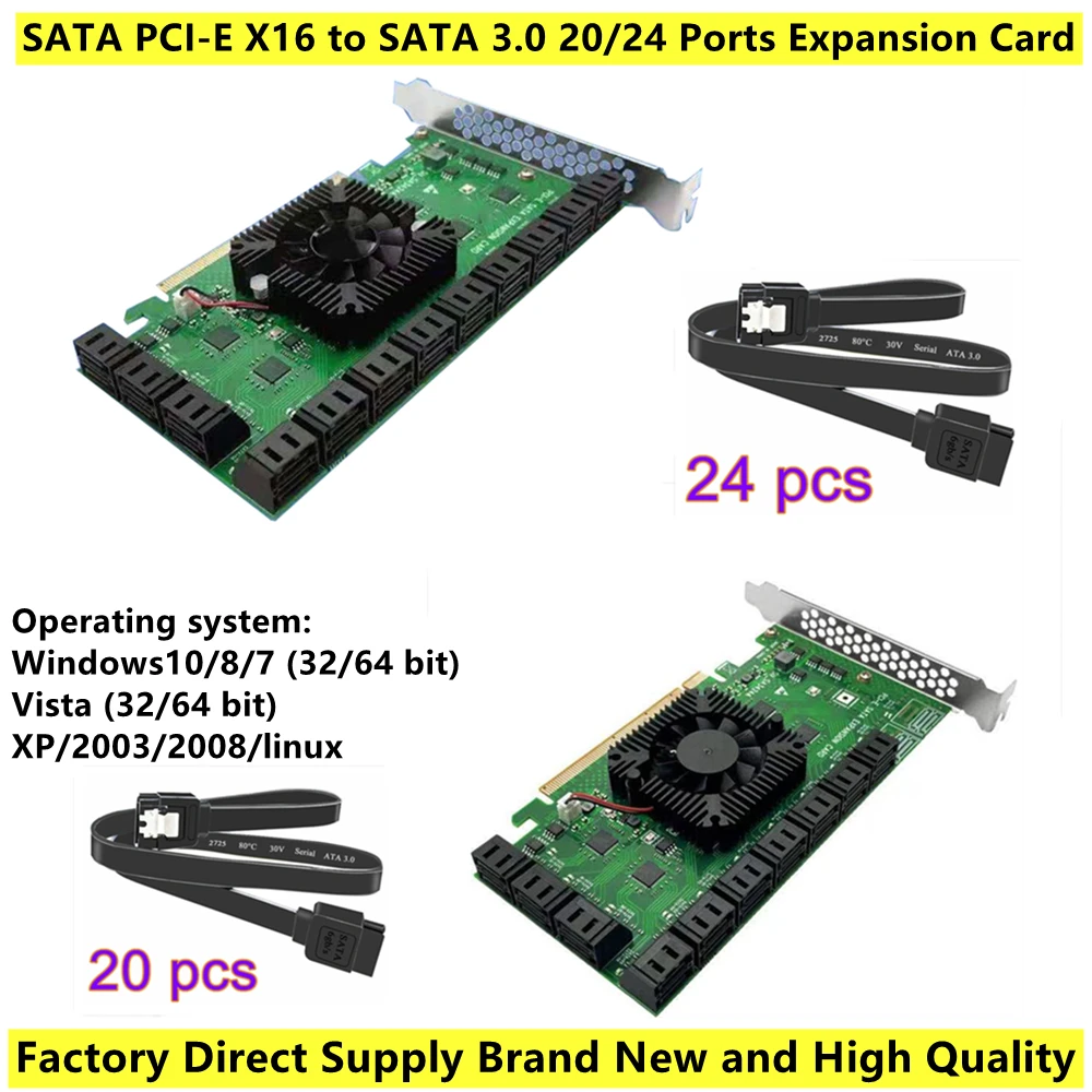 Карта расширения для жестких дисков SATA PCI-E X16/SATA 3,0, 20/24 портов, 6G/3G/1,5G SATA, адаптер, конвертер с радиатором
Карта расширения для жестких дисков SATA PCI-E X16/SATA 3,0, 20/24 портов, 6G/3G/1,5G SATA, адаптер, конвертер с радиатором