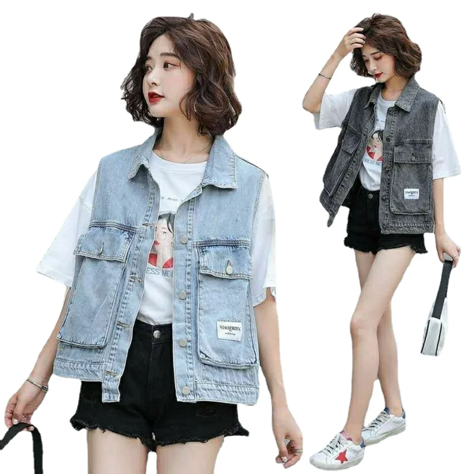 2021 New Fat mm Big pocket Denim vest Lapel Button Large size loose Literary personality fashion jacket vest outer wear women
2021 New Fat mm Big pocket Denim vest Lapel Button Large size loose Literary personality fashion jacket vest outer wear women