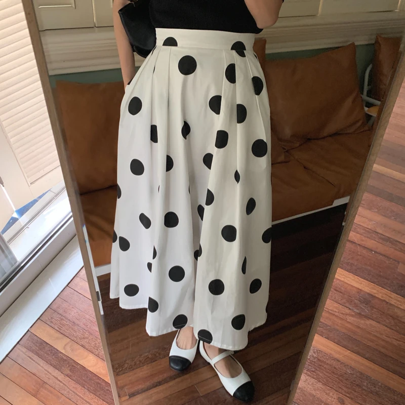 

Hzirip Vintage All Match Elegance Polka Dots 2021 Hot Retro Femme Chic Plus Size Office Lady A-Line High Waist Gentle Skirts