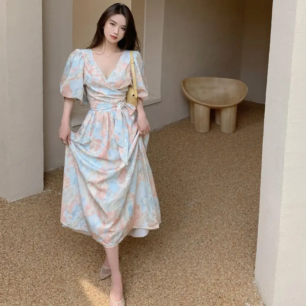New Ladies Print Wrap Dress V-Neck One Piece Bandge High Waist Short Sleeved Summer Clothes
New Ladies Print Wrap Dress V-Neck One Piece Bandge High Waist Short Sleeved Summer Clothes