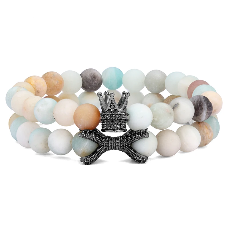 2 pieces / set of bracelets men's natural stone bead bracelet CZ zircon crown men's girlfriend jewelry gift Pulsera Hombre
2 pieces / set of bracelets men's natural stone bead bracelet CZ zircon crown men's girlfriend jewelry gift Pulsera Hombre
