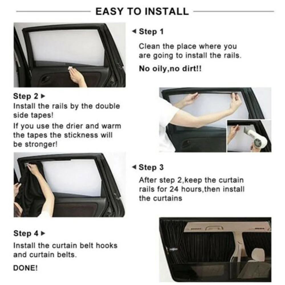 Polyester Sun Shade Curtains Replacement Black 2Pcs Universal 50x47cm Accessory Parts Sun Shade Curtains
Polyester Sun Shade Curtains Replacement Black 2Pcs Universal 50x47cm Accessory Parts Sun Shade Curtains