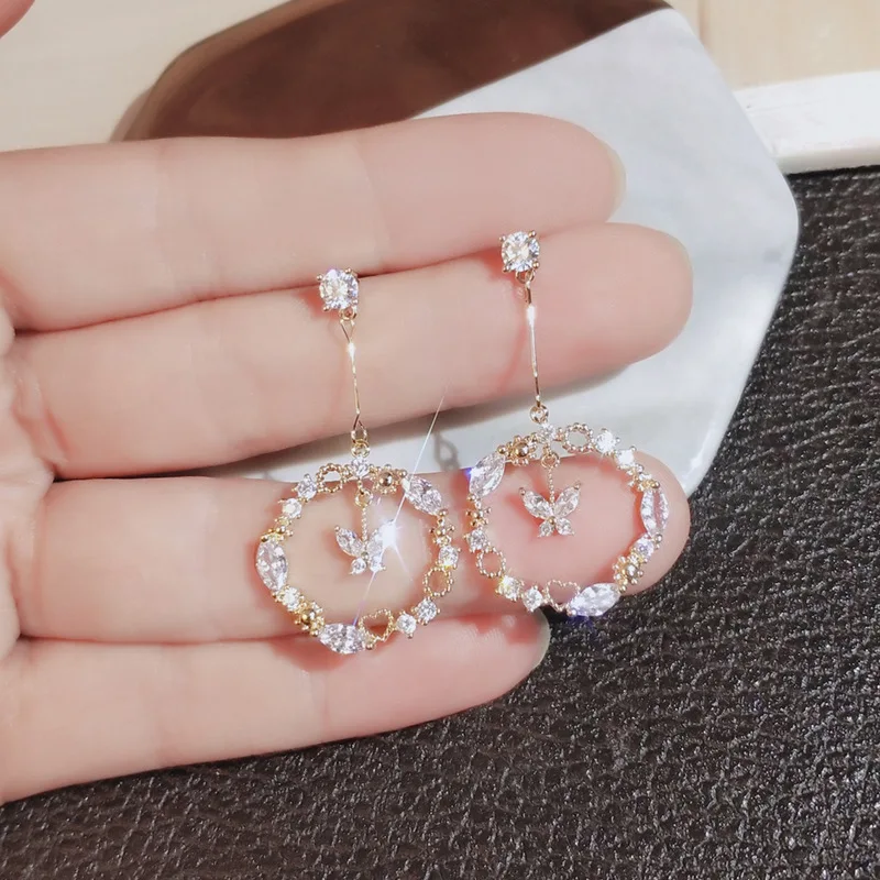 2021 New Korean Crystal Trendy Zircon Rhinestone Butterfly Drop Earrings For Women Fashion Temperament Jewelry Accessories
2021 New Korean Crystal Trendy Zircon Rhinestone Butterfly Drop Earrings For Women Fashion Temperament Jewelry Accessories