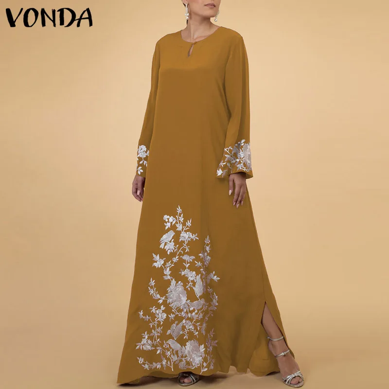Vintage Floral Printed Beach Sundress VONDA Women Casual O Neck Long Sleeve Side Slit Dresses Femme Fall Vestidos Beach Robe
Vintage Floral Printed Beach Sundress VONDA Women Casual O Neck Long Sleeve Side Slit Dresses Femme Fall Vestidos Beach Robe