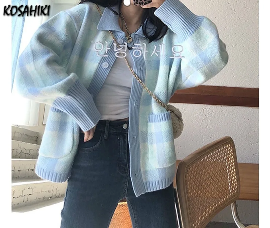 Woherb 2021 Spring New Harajuku Cardigan Women Casual Loose Plaid Sweater Coat Female Kawaii Cardigans Vintage Sweaters Pull
Woherb 2021 Spring New Harajuku Cardigan Women Casual Loose Plaid Sweater Coat Female Kawaii Cardigans Vintage Sweaters Pull