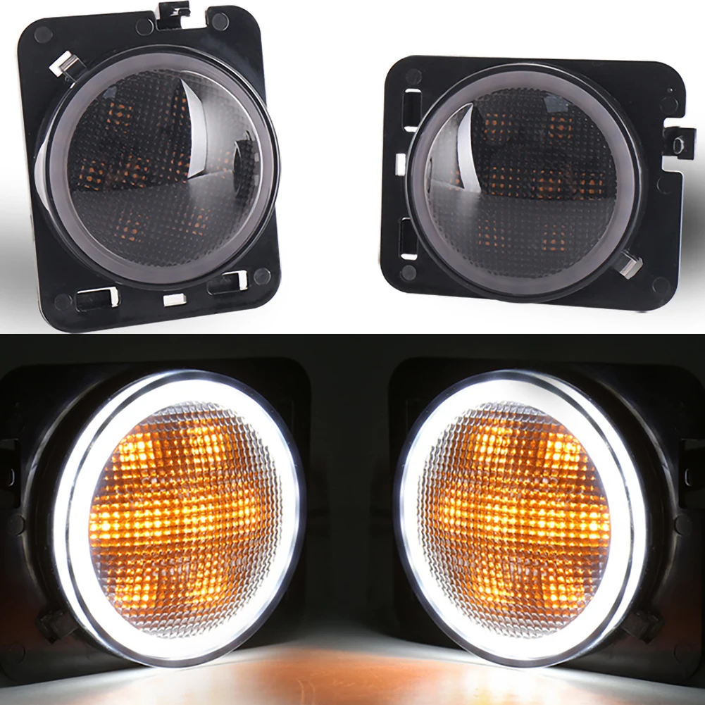 Front Fender Side Marker Lights Smoked Parking Turn Indicator Lamp with White Halo for Jeep Wrangler JK JKU 2007-2017
Front Fender Side Marker Lights Smoked Parking Turn Indicator Lamp with White Halo for Jeep Wrangler JK JKU 2007-2017