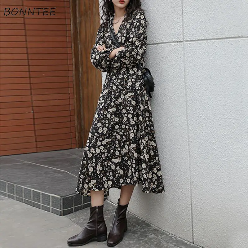 Long Sleeve Dress Women Floral Printing Temperament All-match Leisure A-line V-neck Stylish Female Streetwear Vestido Ulzzang
Long Sleeve Dress Women Floral Printing Temperament All-match Leisure A-line V-neck Stylish Female Streetwear Vestido Ulzzang