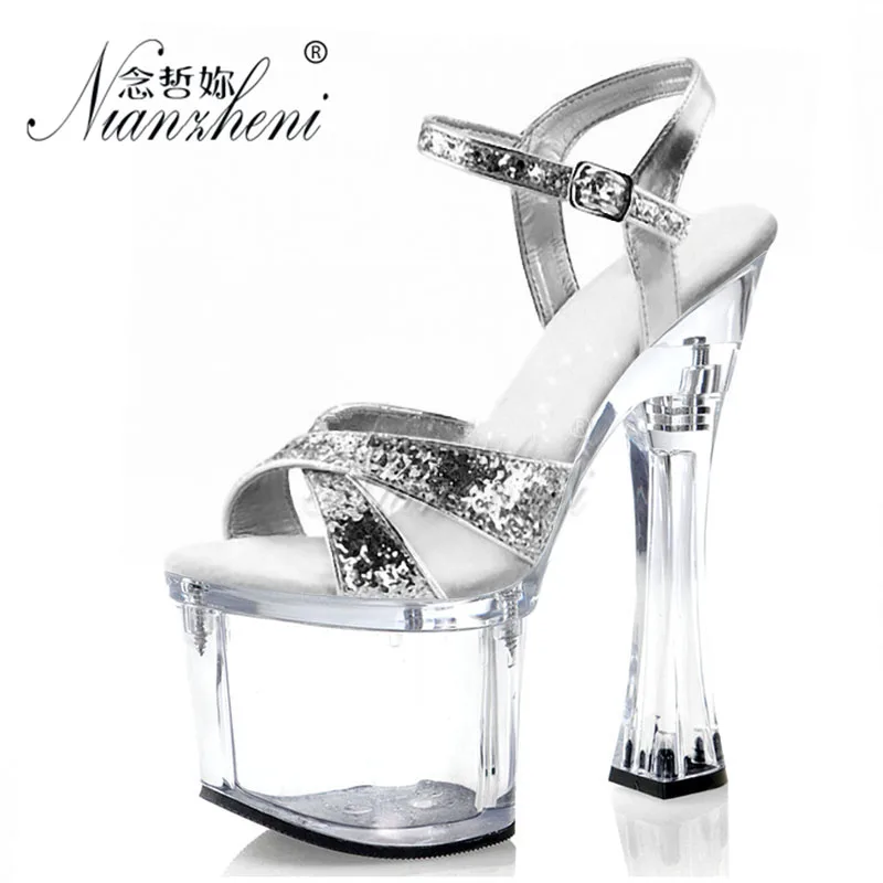 Sweet Pink Crystal Platform Coarse heel Flash powder Bling Small Size Women's Sandals 7 inches Super High heeled shoes Party New
Sweet Pink Crystal Platform Coarse heel Flash powder Bling Small Size Women's Sandals 7 inches Super High heeled shoes Party New