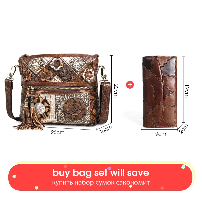 2 Set Women Vinatge Women's Messenger Shoulder Bag Brand Designer 2021 Genuine Leather Purse Ladies Tassel Handbag With Wallet
2 Set Women Vinatge Women's Messenger Shoulder Bag Brand Designer 2021 Genuine Leather Purse Ladies Tassel Handbag With Wallet