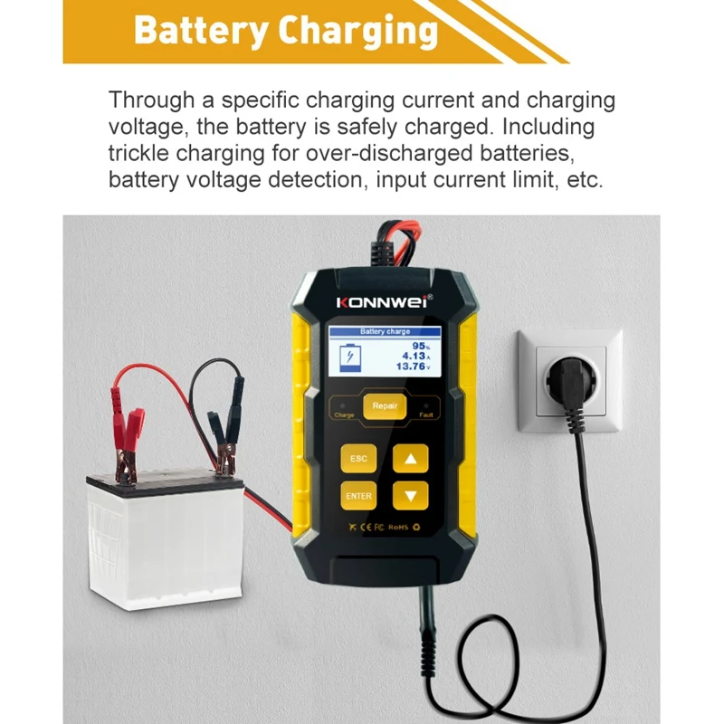 KONNWEI 3In1 Car 12V Battery Chargers Battery Tester Fully Automatic Smart Repairing Tool KW510 AU Plug
KONNWEI 3In1 Car 12V Battery Chargers Battery Tester Fully Automatic Smart Repairing Tool KW510 AU Plug