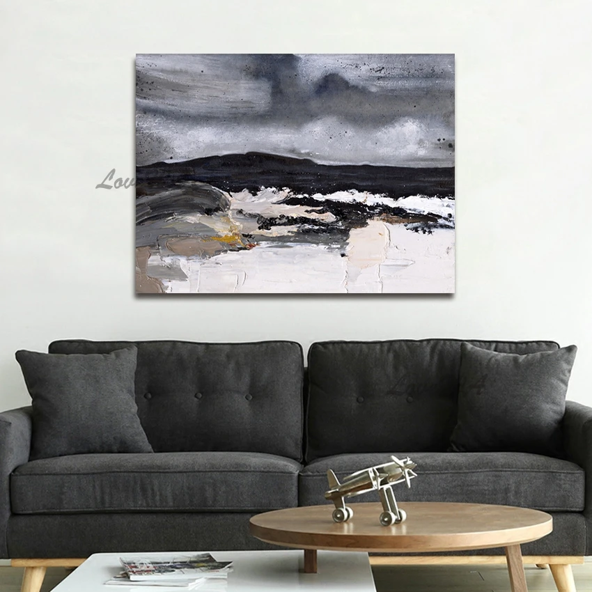 

Unframed Hand Painted Dark Colors Oil Painting On Canvas Large Palette 3D Paintings For Living Room Modern Abstract Wall Art