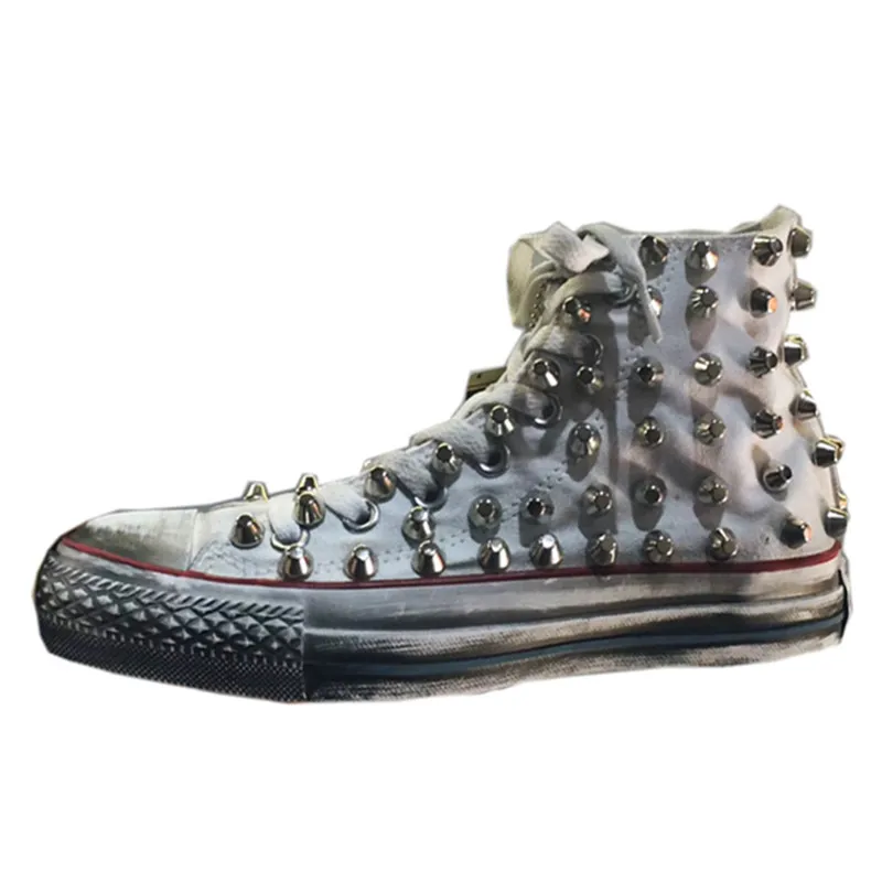 Fashion Casual Rivet Female Canvas Shoes Punk Retro High Top Women's Vulcanized Shoes New Laces Handmade Flat Ladies Sneakers
Fashion Casual Rivet Female Canvas Shoes Punk Retro High Top Women's Vulcanized Shoes New Laces Handmade Flat Ladies Sneakers