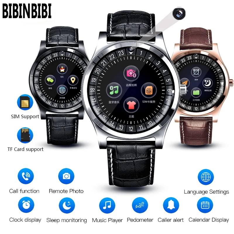 Мужские и женские умные часы BIBINBIBI с камерой Bluetooth SIM sd карта наручные для телефона