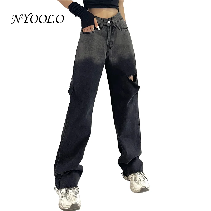 Джинсы NYOOLO женские рваные с высокой талией, повседневные Прямые брюки с эффектом потертости, винтажные мешковатые штаны из денима с потерто...
Джинсы NYOOLO женские рваные с высокой талией, повседневные Прямые брюки с эффектом потертости, винтажные мешковатые штаны из денима с потерто...