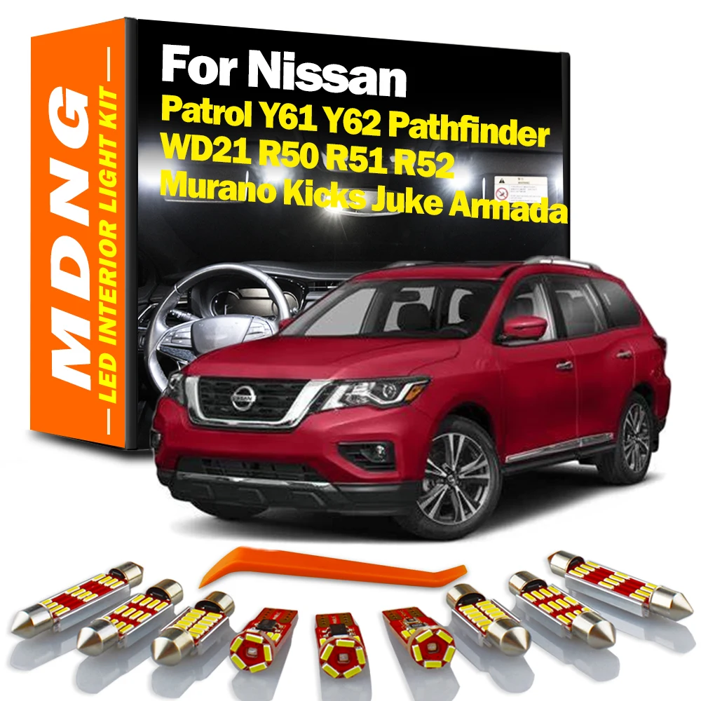 MDNG Canbus Светодиодная лампа для освещения салона автомобиля Комплект для Nissan патруль Y61 Y62 Pathfinder WD21 R50 R51 R52 Murano Kicks Juke Armada светодиодные лампы
MDNG Canbus Светодиодная лампа для освещения салона автомобиля Комплект для Nissan патруль Y61 Y62 Pathfinder WD21 R50 R51 R52 Murano Kicks Juke Armada светодиодные лампы
