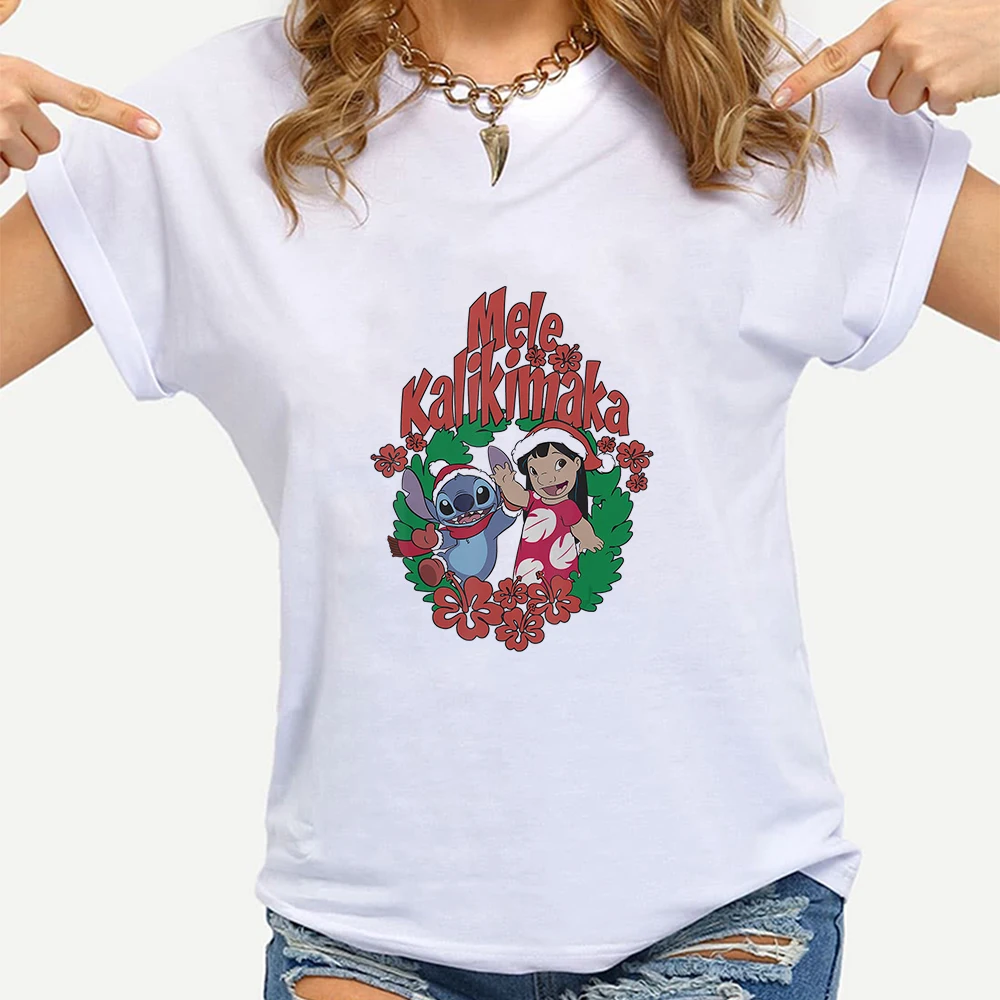 Merry Christmas Lilo & Stitch Women T Shirt Disney Women's Fashion Shirts Kawaii Harajuku White T-shirt Home Clothes Dropship
Merry Christmas Lilo & Stitch Women T Shirt Disney Women's Fashion Shirts Kawaii Harajuku White T-shirt Home Clothes Dropship