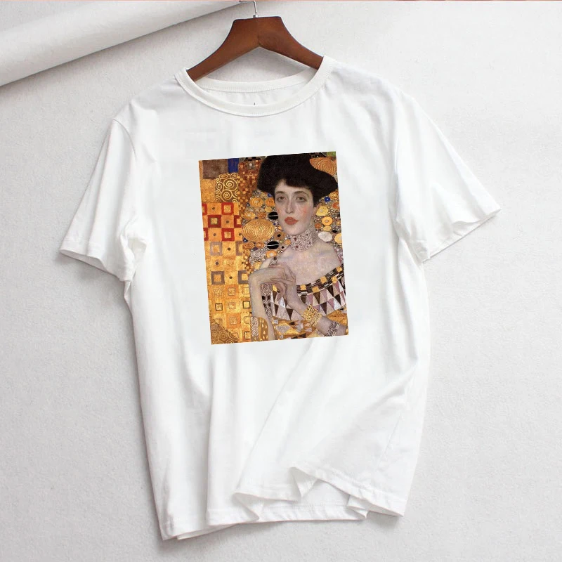 New Gustav Klimt Fashion Ladies Tshirt Summer New Women ulzzang Harajuku Art Oil Painting Print Casual T-shirt vintage Women Top
New Gustav Klimt Fashion Ladies Tshirt Summer New Women ulzzang Harajuku Art Oil Painting Print Casual T-shirt vintage Women Top