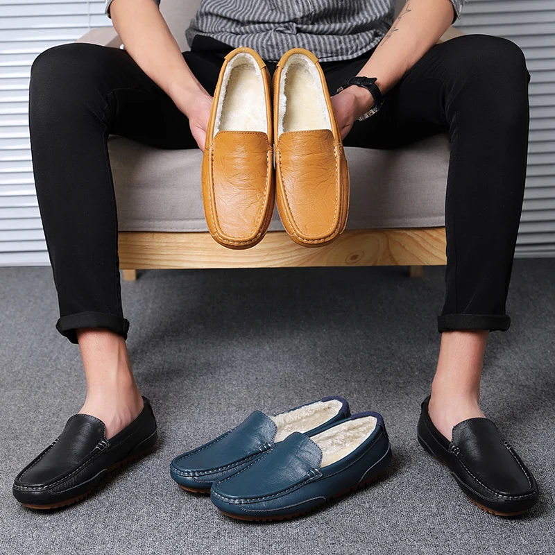 Men Loafers Shoes Spring Fashion Boat Footwear slip on with fur warm Man Brand Leather Moccasins winter Men's Casual Shoes
Men Loafers Shoes Spring Fashion Boat Footwear slip on with fur warm Man Brand Leather Moccasins winter Men's Casual Shoes