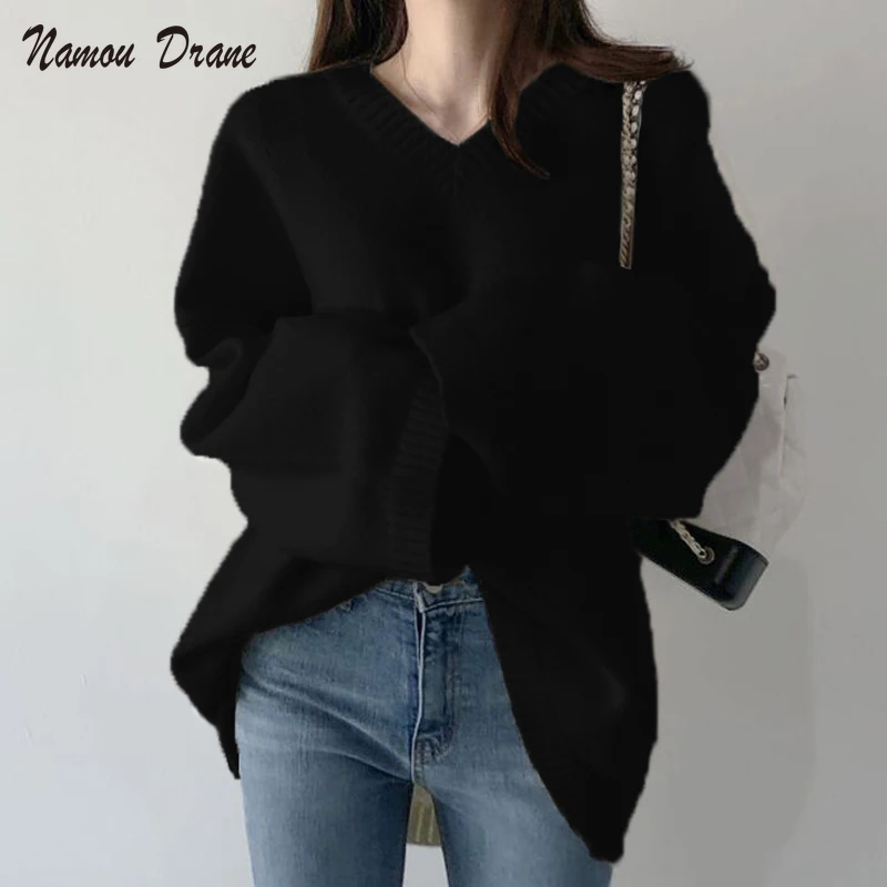 Autumn Winter Sweater Women V-neck Loose Knitted Sweaters Female Knitted Pullover Jumpers 2021 New Casual Knit Tops pullover
Autumn Winter Sweater Women V-neck Loose Knitted Sweaters Female Knitted Pullover Jumpers 2021 New Casual Knit Tops pullover