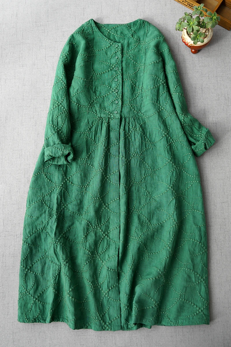 Spring Autumn Women Loose Plus Size Mori Girls Full Exquisite Embroidery Comfortable Soft Water Washed Linen Dresses
Spring Autumn Women Loose Plus Size Mori Girls Full Exquisite Embroidery Comfortable Soft Water Washed Linen Dresses