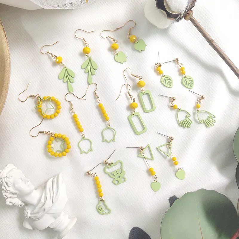 Fashion Trend JewelrySimple Green Small Fresh Hit Color Creative Women Dangle Earrings серьги висячие Geometry Flower Leaf Fashi
Fashion Trend JewelrySimple Green Small Fresh Hit Color Creative Women Dangle Earrings серьги висячие Geometry Flower Leaf Fashi