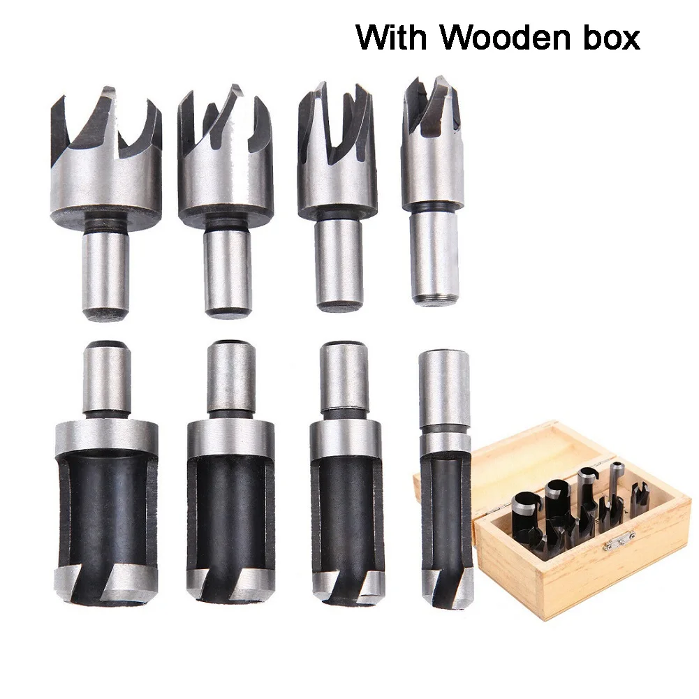 8 Pc Wood Plug Hole Cutter Set Dowel Maker Tool Shank Drill Bits In Wooden Case Drill Bit 45# Carbon Steel Hole Saw
8 Pc Wood Plug Hole Cutter Set Dowel Maker Tool Shank Drill Bits In Wooden Case Drill Bit 45# Carbon Steel Hole Saw